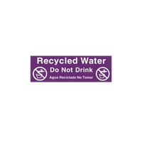 Purple recycled water vinyl sticker with high gloss finish for outdoor branding in landscape areas using recycled water
